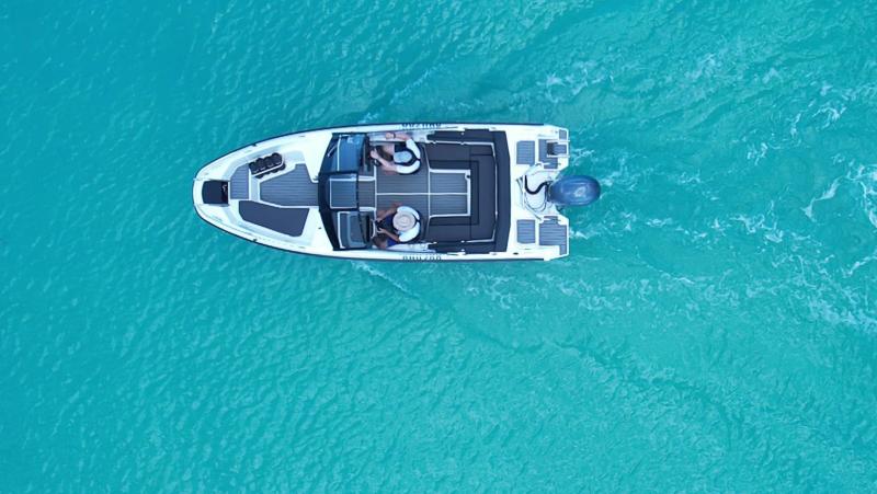 Cross aluminium hull bowrider aerial image Australian waters