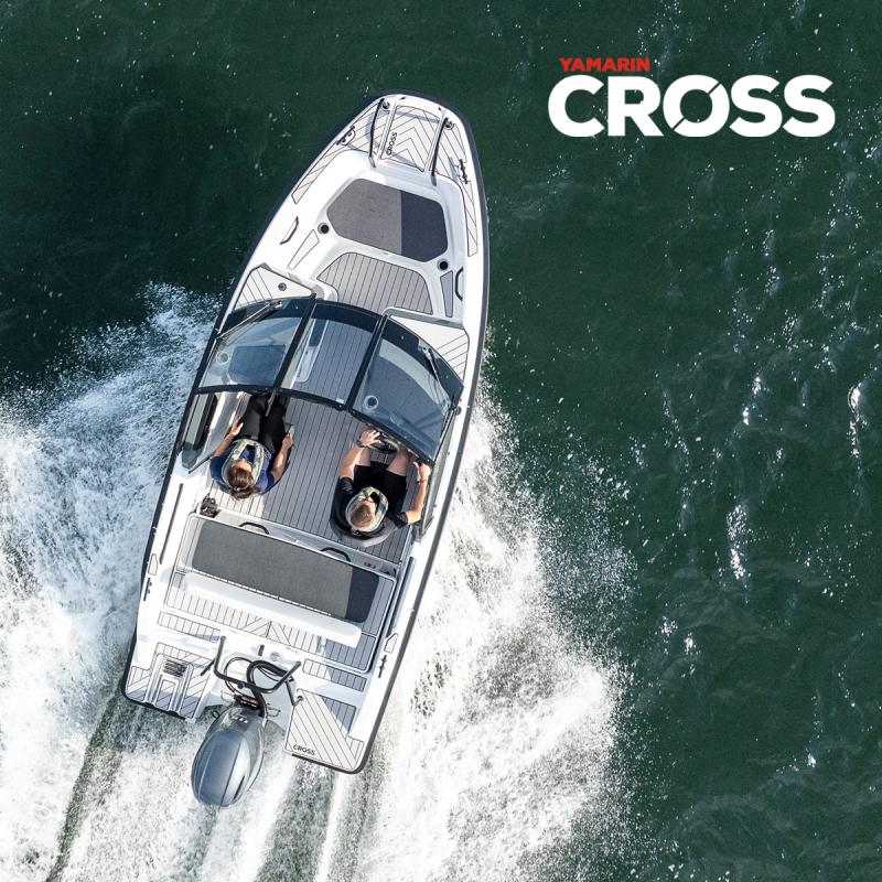 Cross 55 BR aerial view with clear boat layout