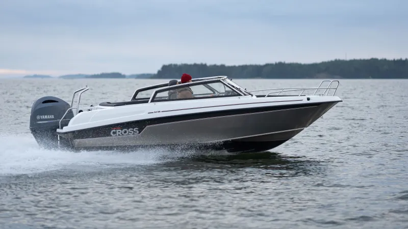 Cross 64BR has aluminum hull and fiberglass deck 